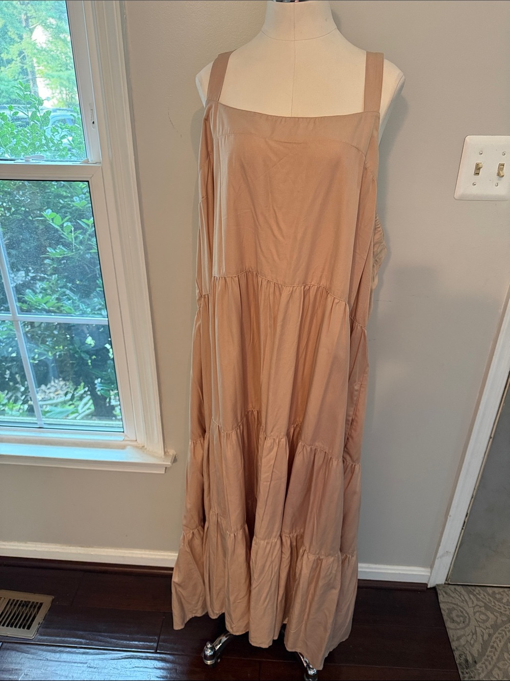 Tiered Maxi Dress with Wide Straps in Blush